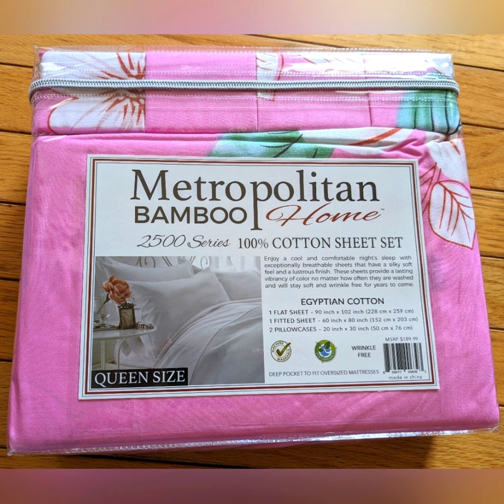 QUEEN Metropolitan 100% Cotton Sheet Set 4 Pieces. New never used.